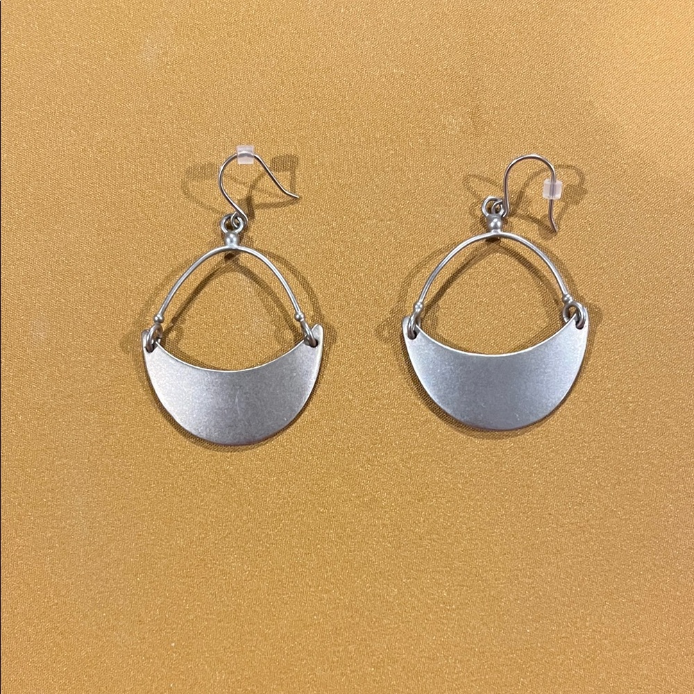 Matte gold hoop dangly earrings